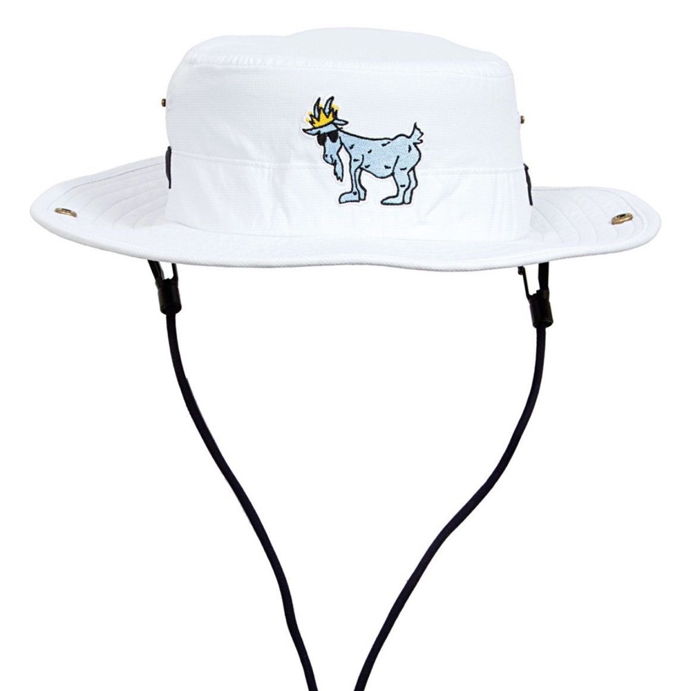 Goat White Bucket Hat with Embroidered Design